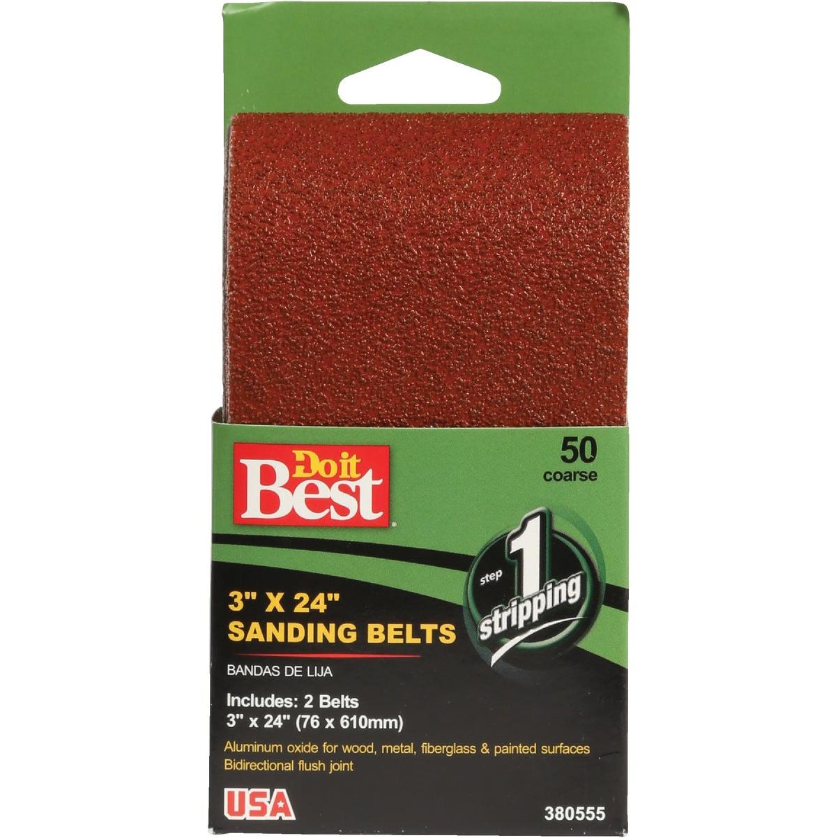 Do it Best 3 In. x 24 In. 50 Grit Heavy-Duty Sanding Belt (2-Pack)