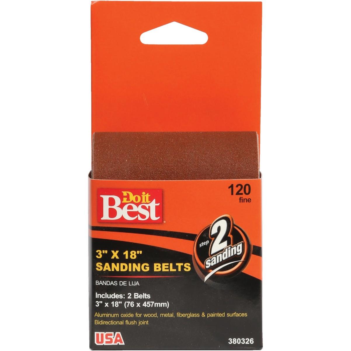 Do it Best 3 In. x 18 In. 120 Grit Heavy-Duty Sanding Belt (2-Pack)
