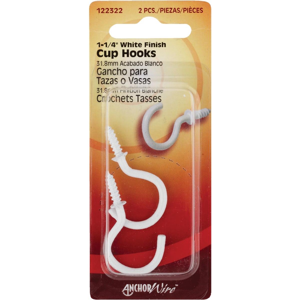 Hillman Anchor Wire 1-1/4 In. White Large Cup Hook (2 Count)