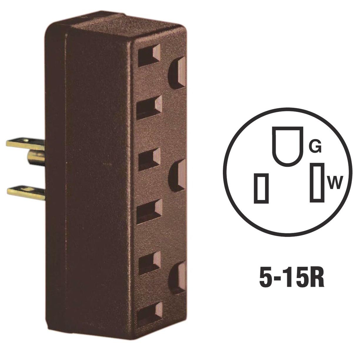 Leviton Brown 15A 3-Outlet Tap