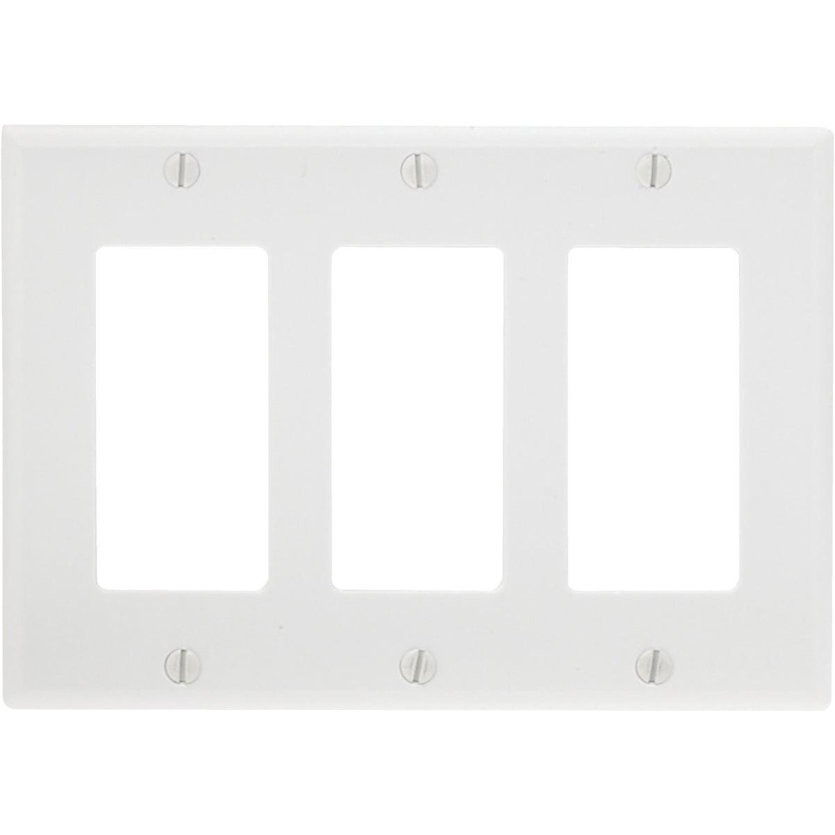Leviton Decora 3-Gang Smooth Plastic Rocker Decorator Wall Plate, White