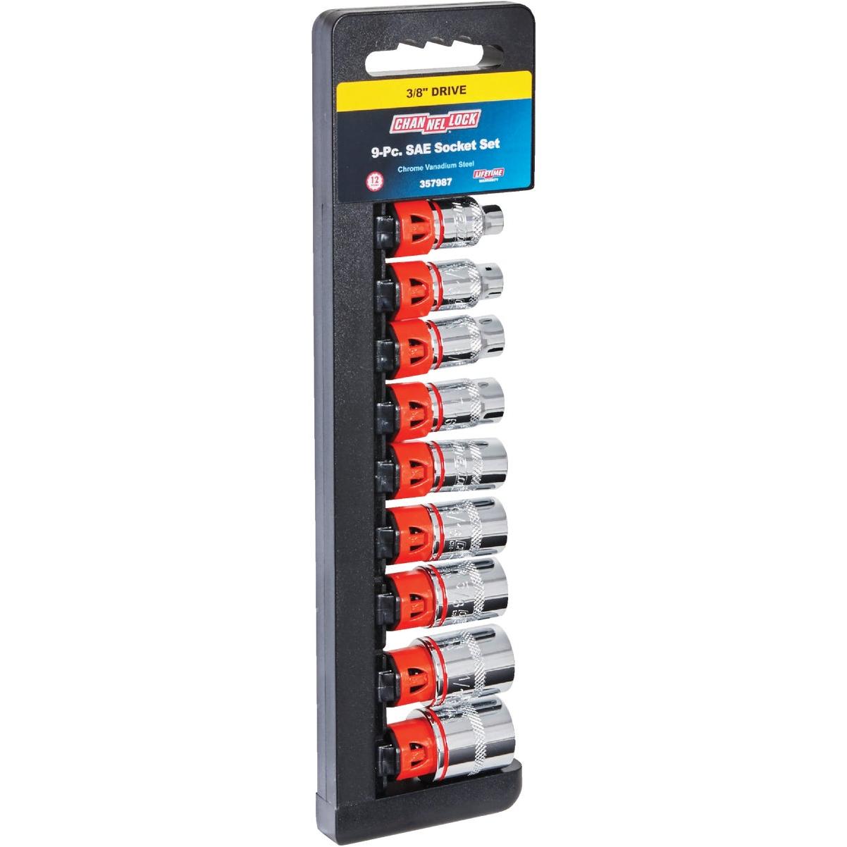 Channellock SAE 3/8 In. Drive 12-Point Shallow Socket Set (9-Piece)