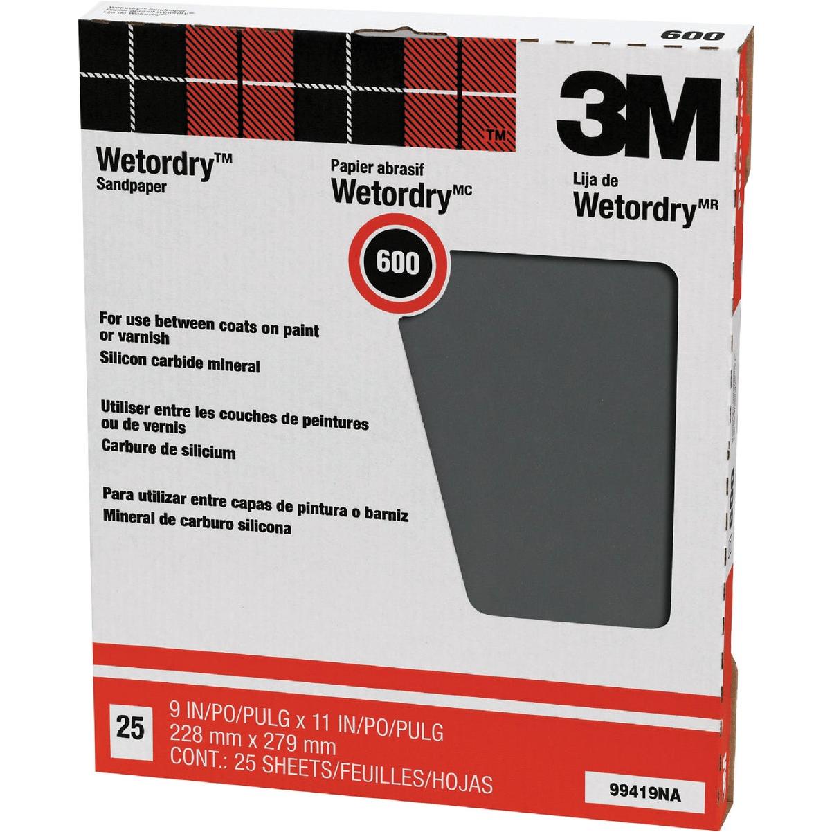 3M Wetordry Pro-Pak 9 In. x 11 In. Super Fine Sanding Sheets, 600 Grit (25-Pack)