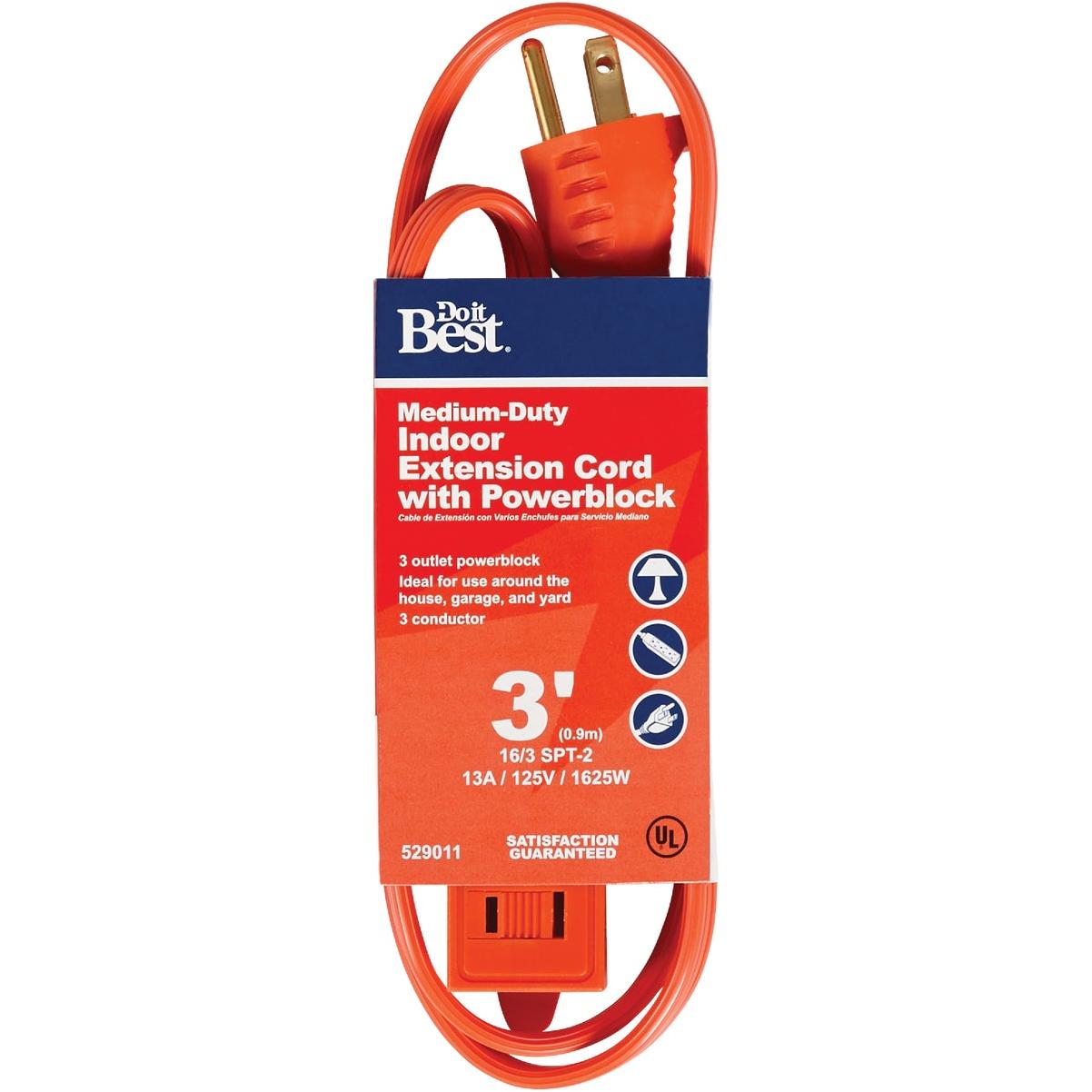 Master Electrician 3 Ft. 16/3 Triple Tap Extension Cord