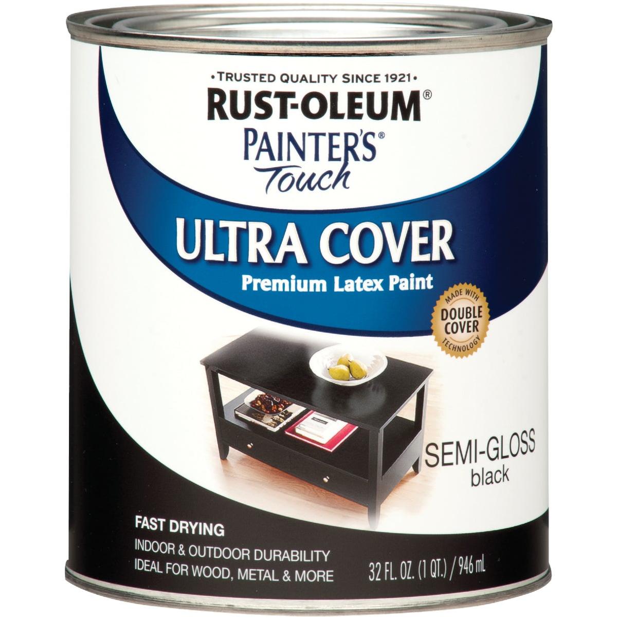 Rust-Oleum Painter's Touch 2X Ultra Cover Premium Latex Paint, Semi-Gloss Black, 1 Qt.