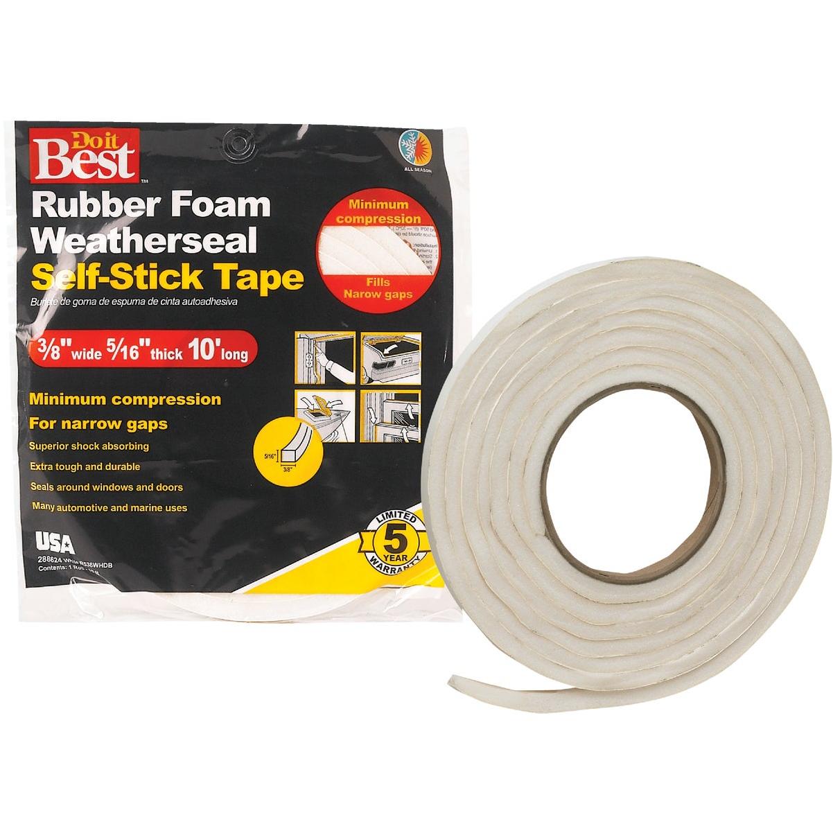 Do it Best 3/8 In. W x 5/16 In. T x 10 Ft. L White Rubber Foam Weatherstrip Tape