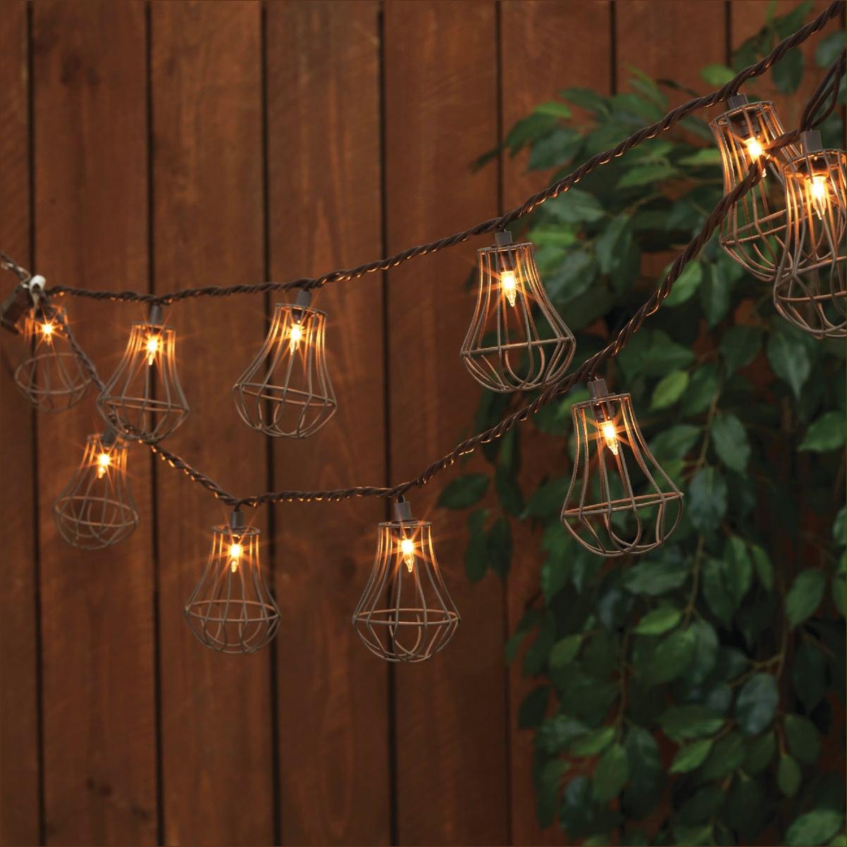 Everlasting Glow 8.5 Ft. 10-Light White Rustic Cage String Lights