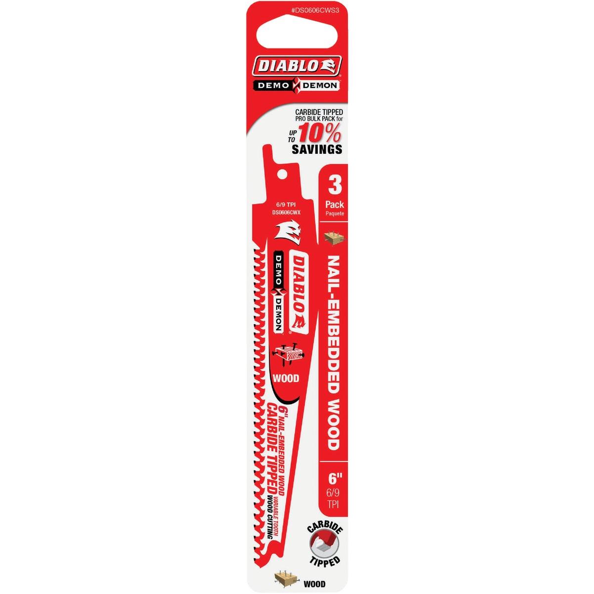 Diablo Demo Demon 6 In. 6 TPI Carbide Reciprocating Saw Blade (3-Pack)
