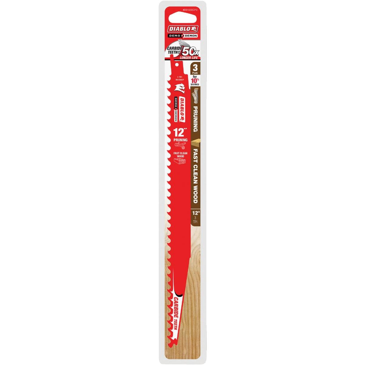 Diablo Demo Demon 12 In. 5 TPI Carbide Pruning Reciprocating Saw Blade (3-Pack)