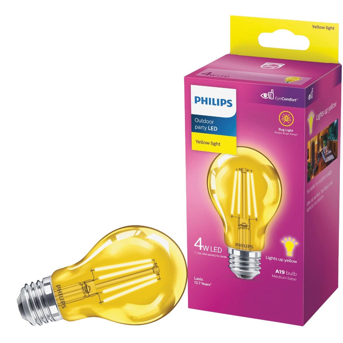 Philips Yellow A19 Medium 4W Indoor/Outdoor LED Decorative Party Light Bulb