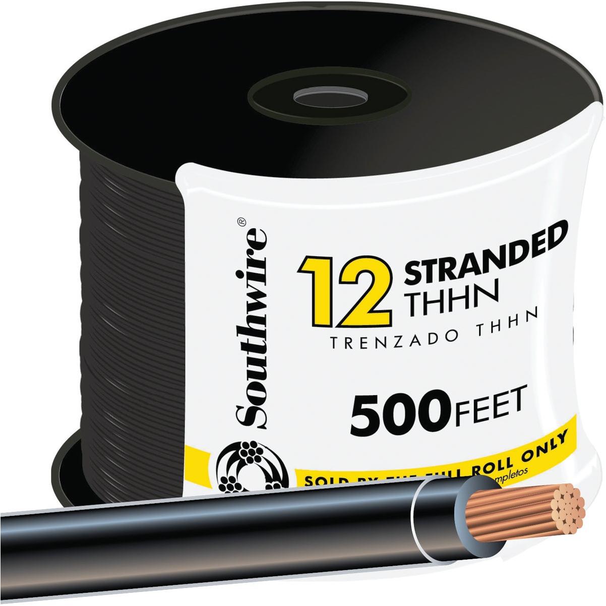 Southwire 500 Ft. 12 AWG Stranded Black THHN Electrical Wire