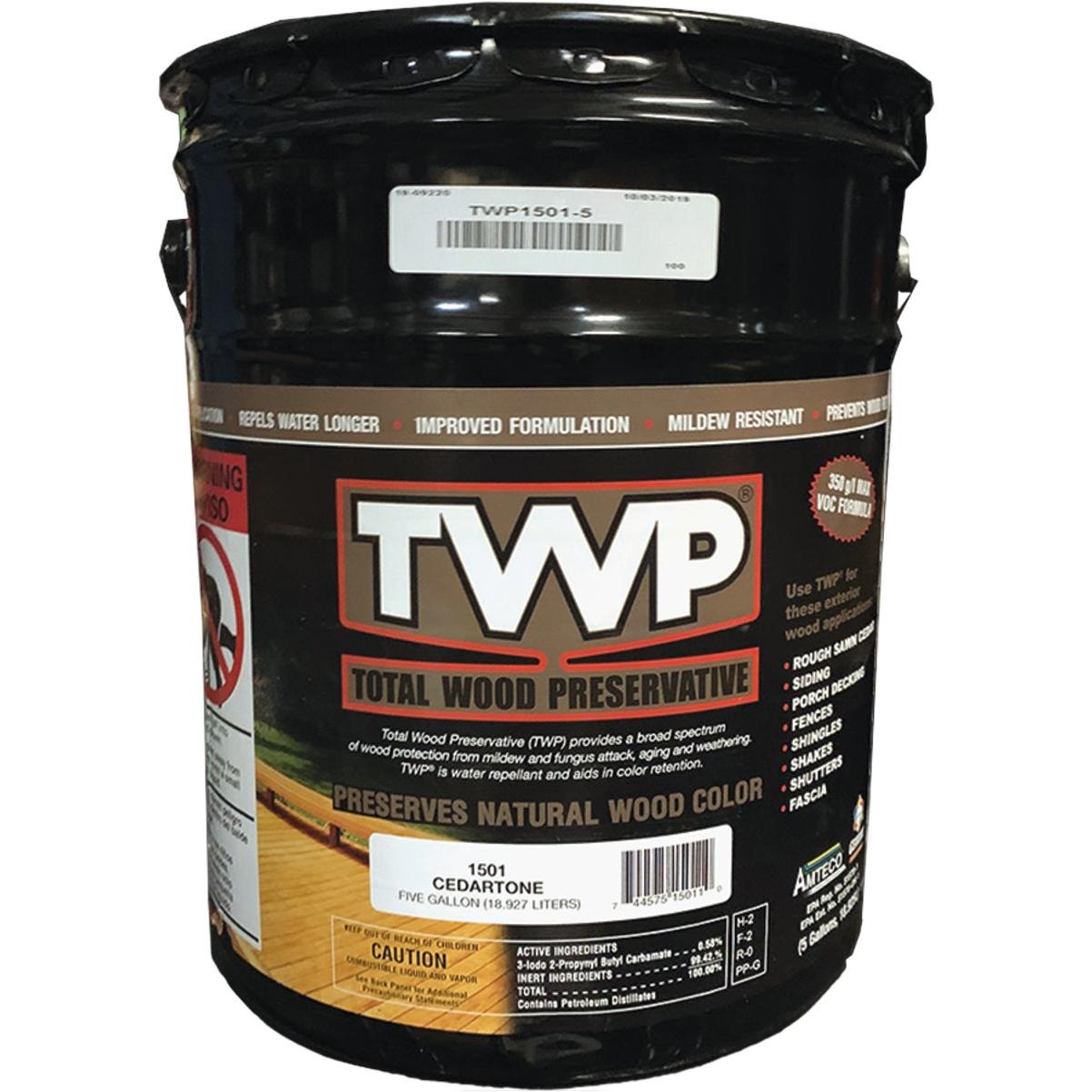 TWP 1500 Series Low VOC Wood Preservative Deck Stain, Cedartone, 5 Gal.
