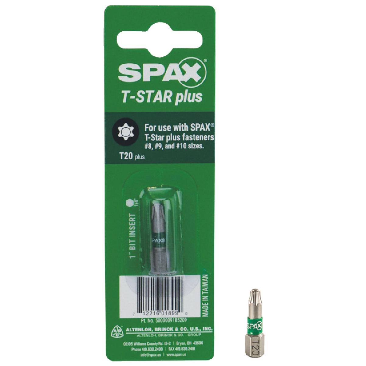 SPAX 1/4 In. x 1 In. T20 Plus Insert Screwdriver Bit