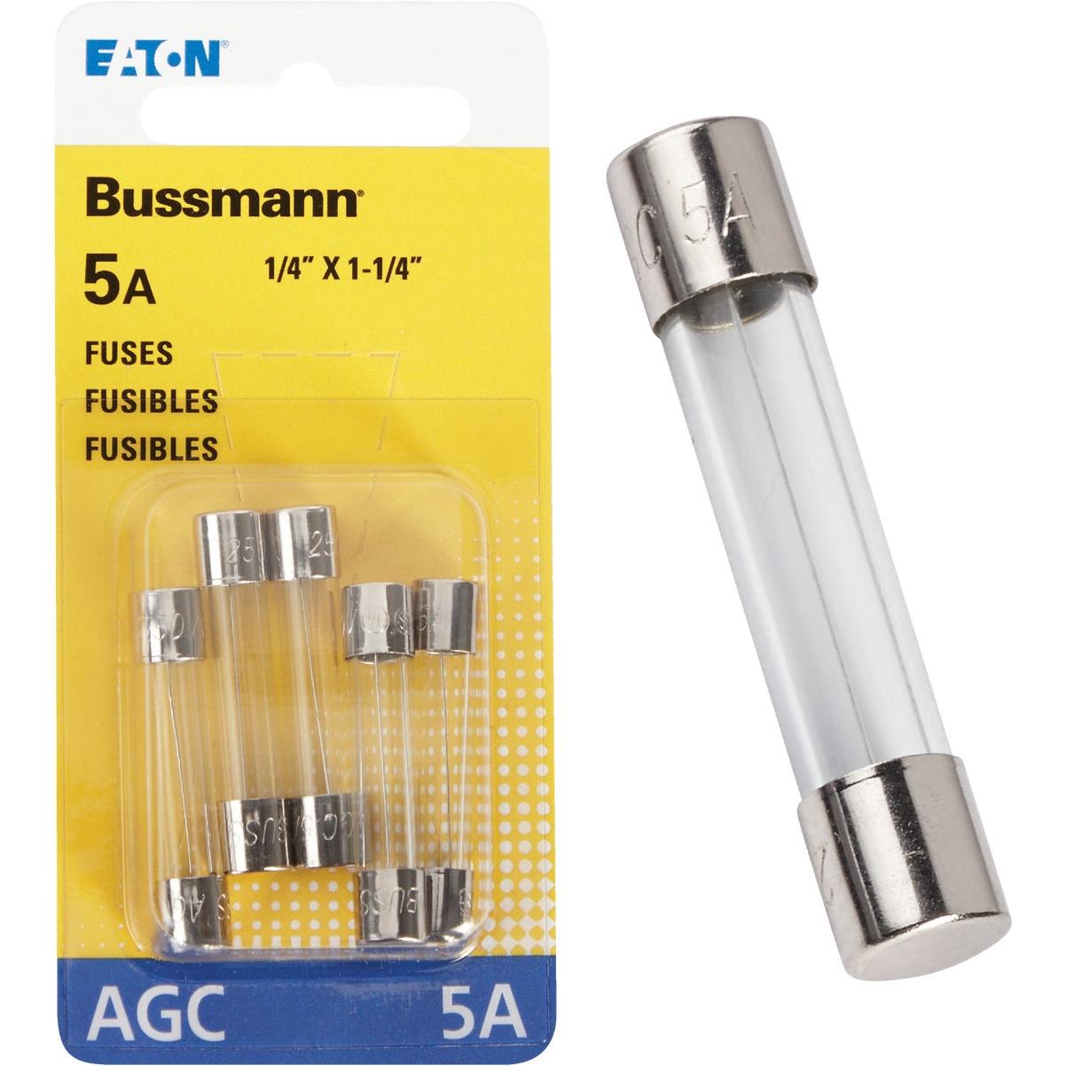 Bussmann 5A 250V AGC Glass Tube Automotive Fuse (5-Pack)