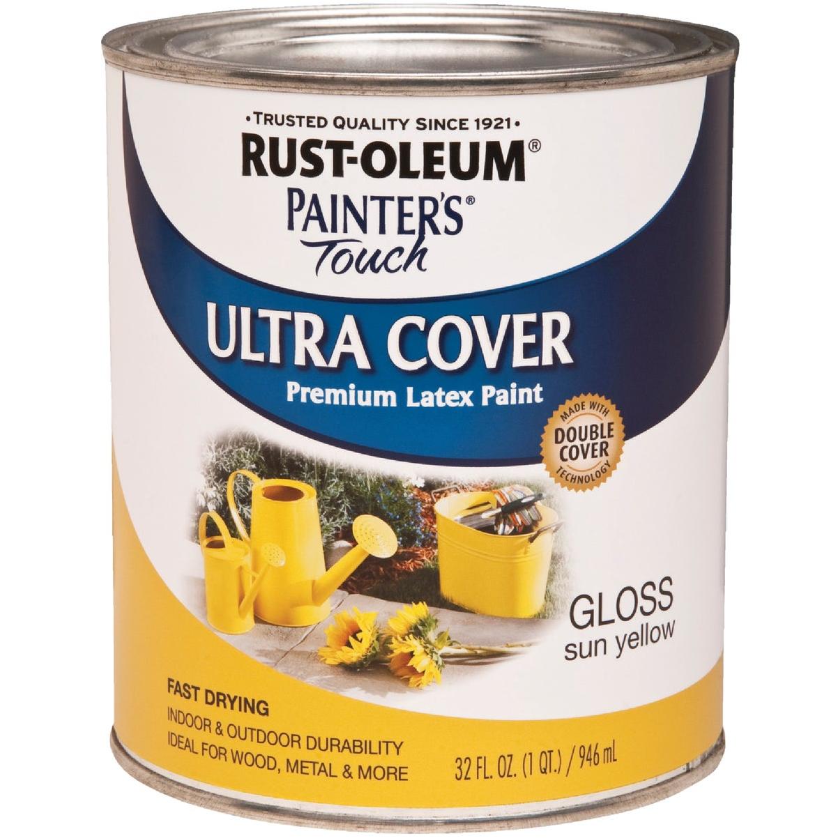 Rust-Oleum Painter's Touch 2X Ultra Cover Premium Latex Paint, Gloss Sun Yellow, 1 Qt.