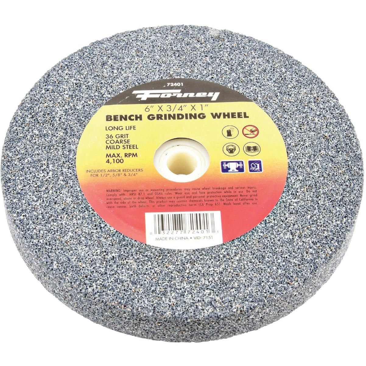Forney 6 In. 3/4 In. Adjustable - 1/2", 5/8", 3/4", 1" Bench Grinding Wheel