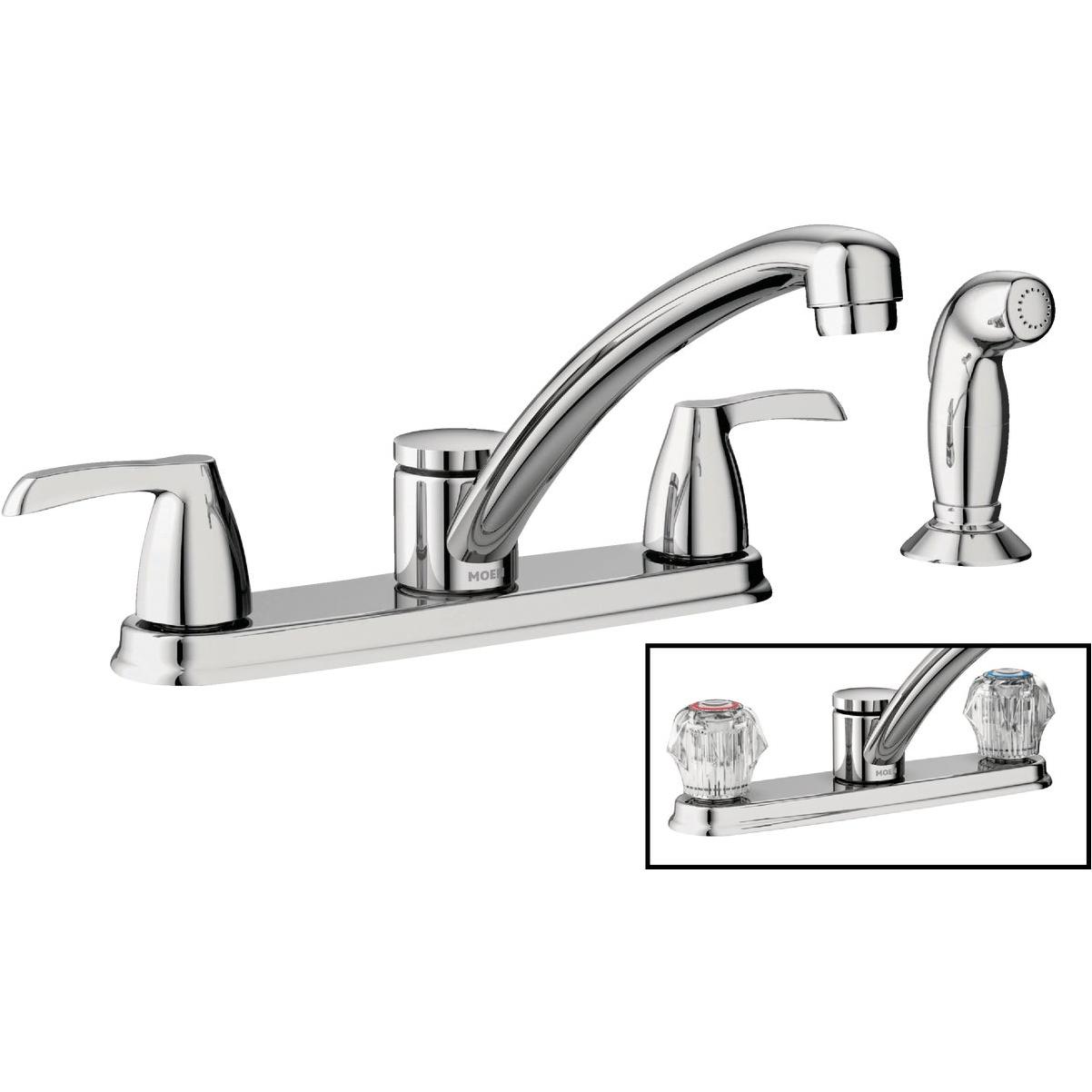 Moen Adler 2-Handle Lever Or Knob Kitchen Faucet with Side Spray, Chrome