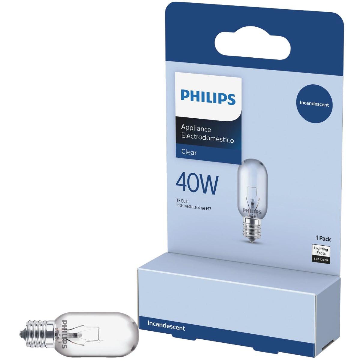 Philips 40W Clear Intermediate T8 Incandescent Appliance Light Bulb