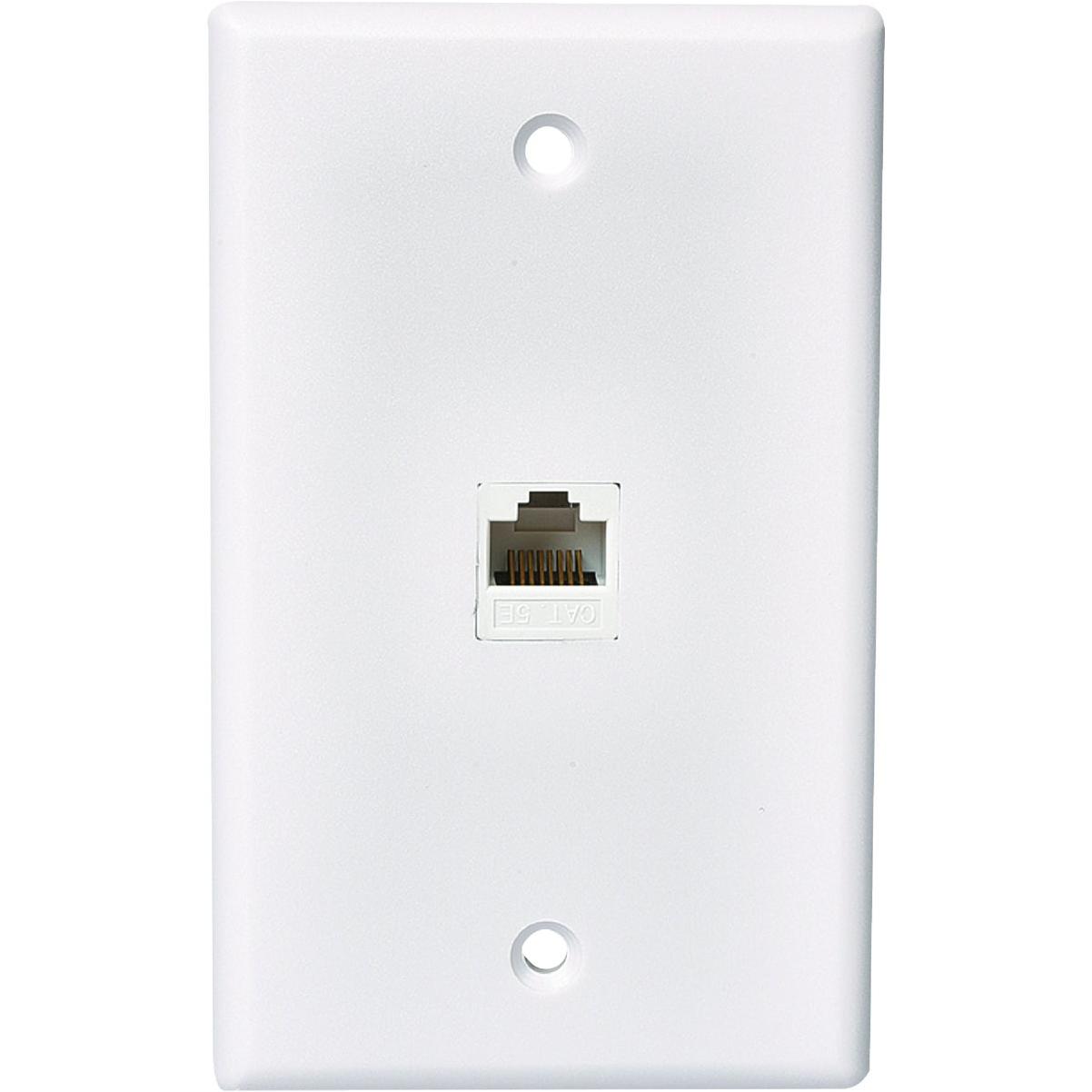 RCA White Flush Mount Plastic CAT 5E/6 Data & Phone Wall Jack