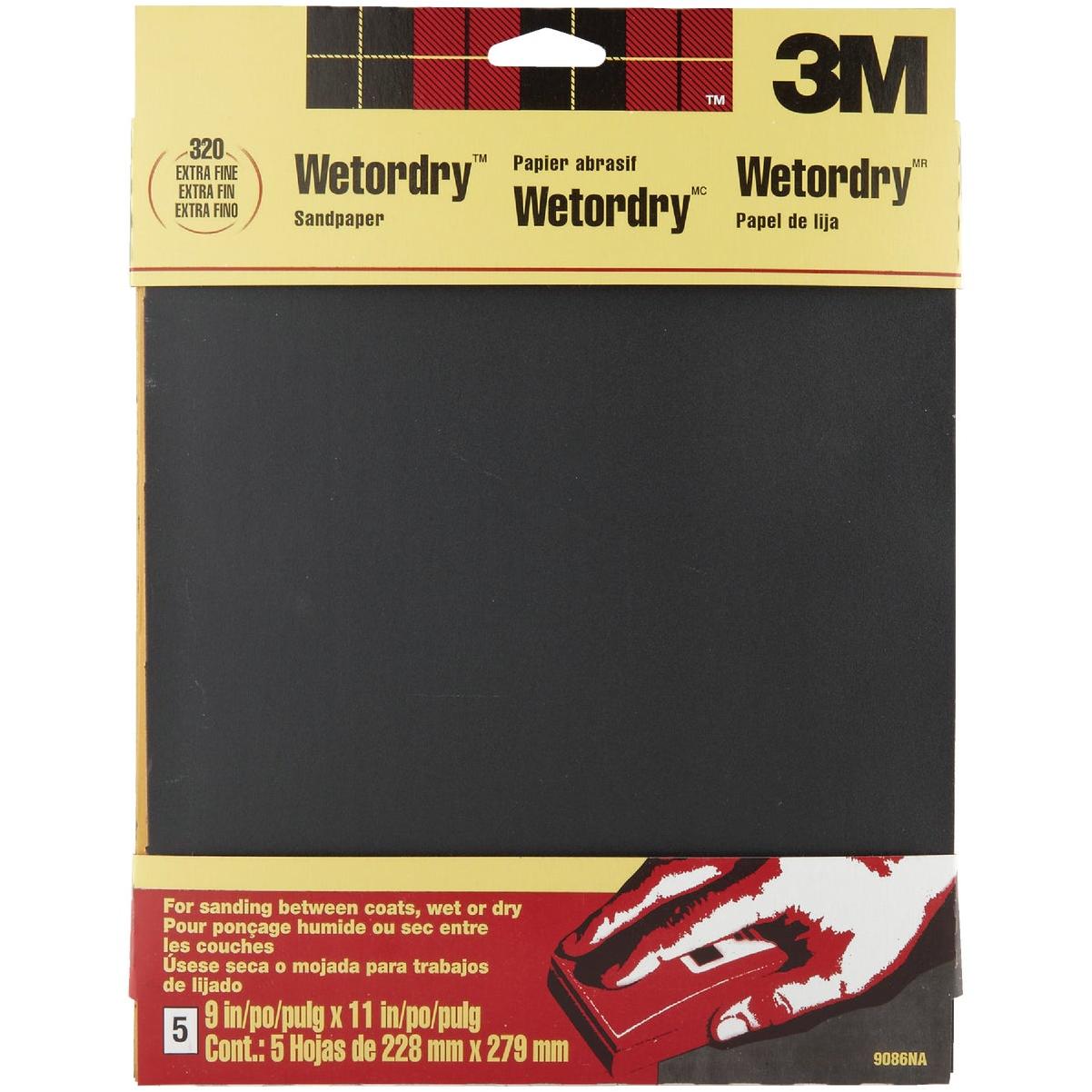 3M Wetordry 9 In. x 11 In. Extra Fine Sandpaper, 320 Grit (5-Pack)