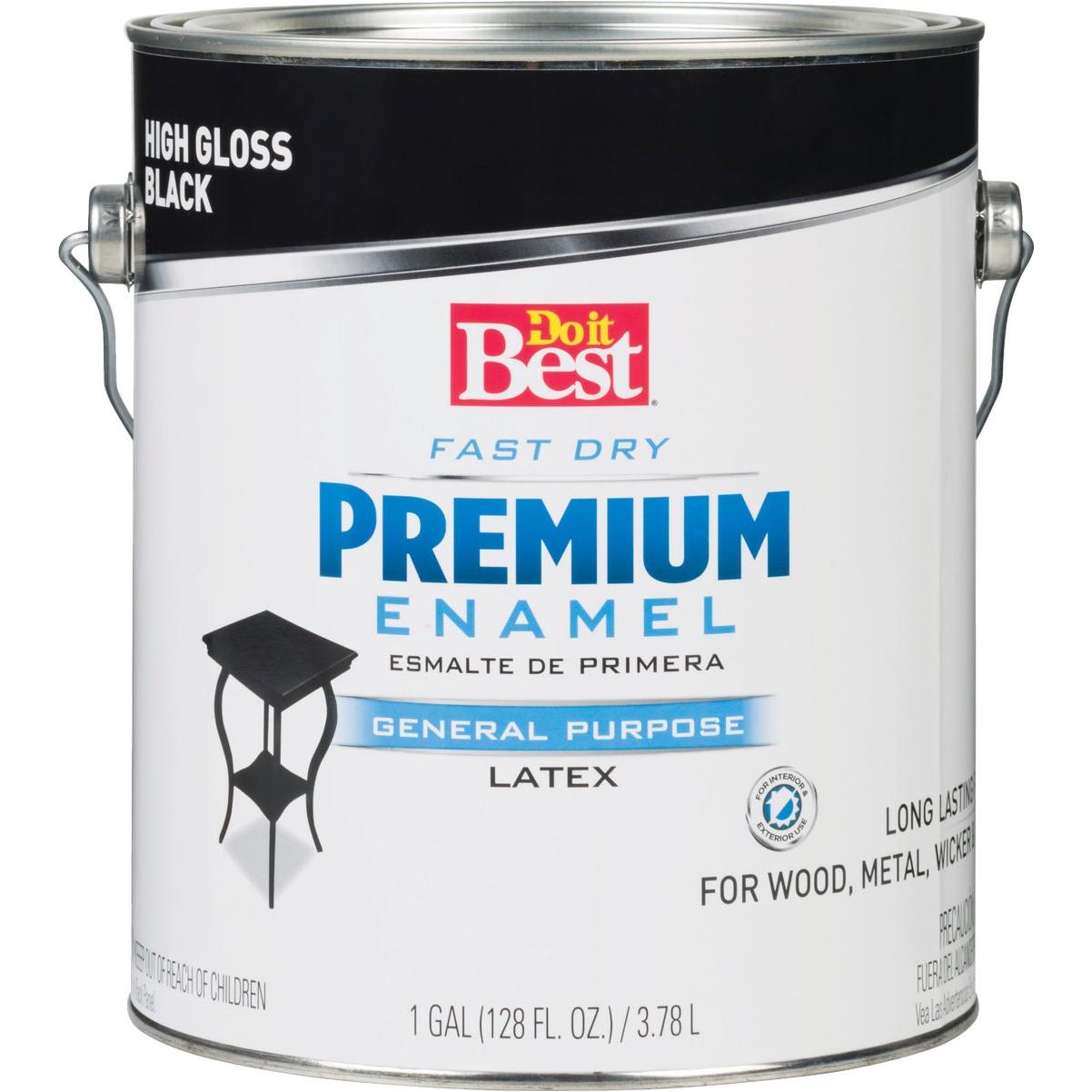 Do it Best Fast Dry Acrylic Latex Gloss Premium Enamel, Black, 1 Gal.