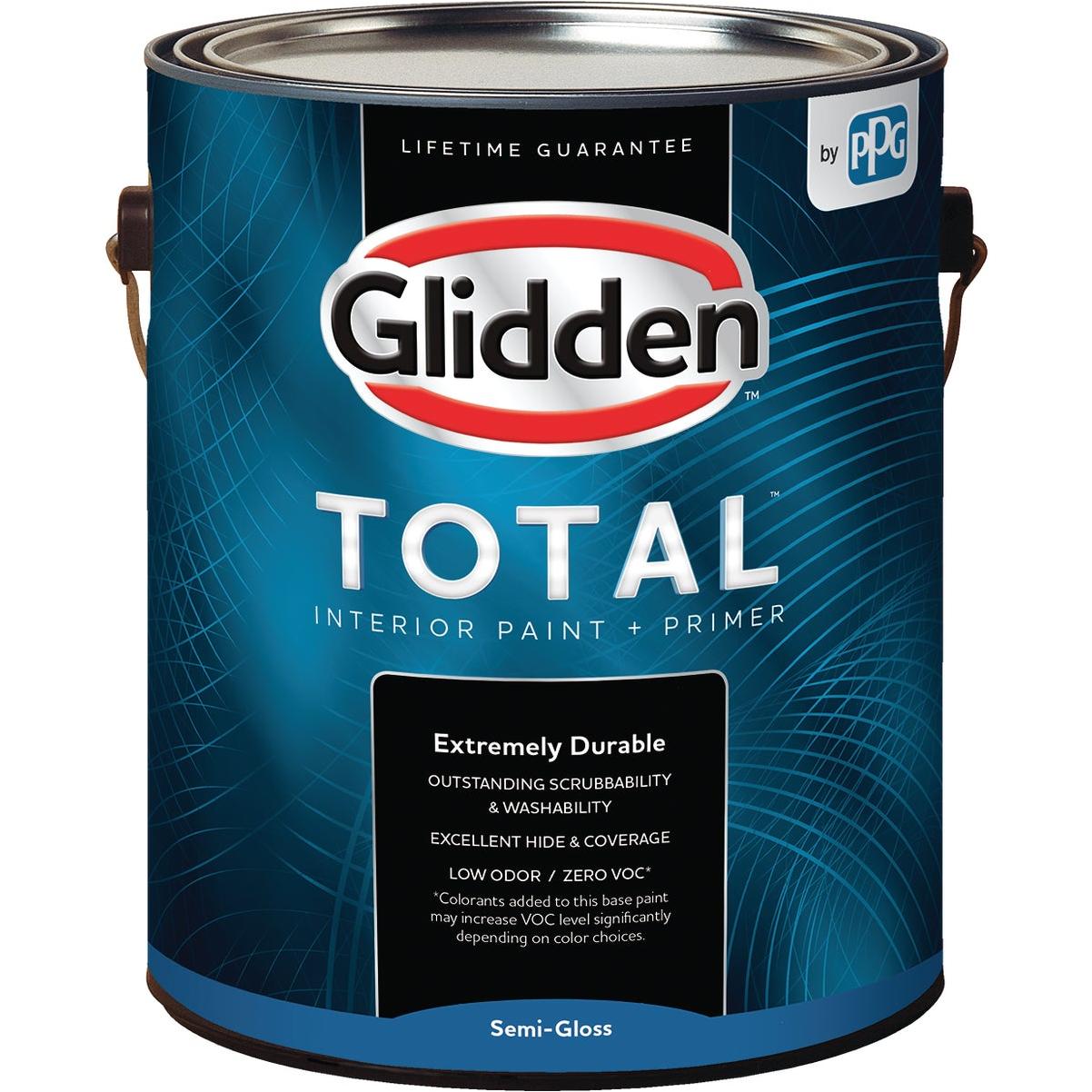 Glidden Total Interior Paint + Primer Semi-Gloss White & Pastel Base 1 Gallon