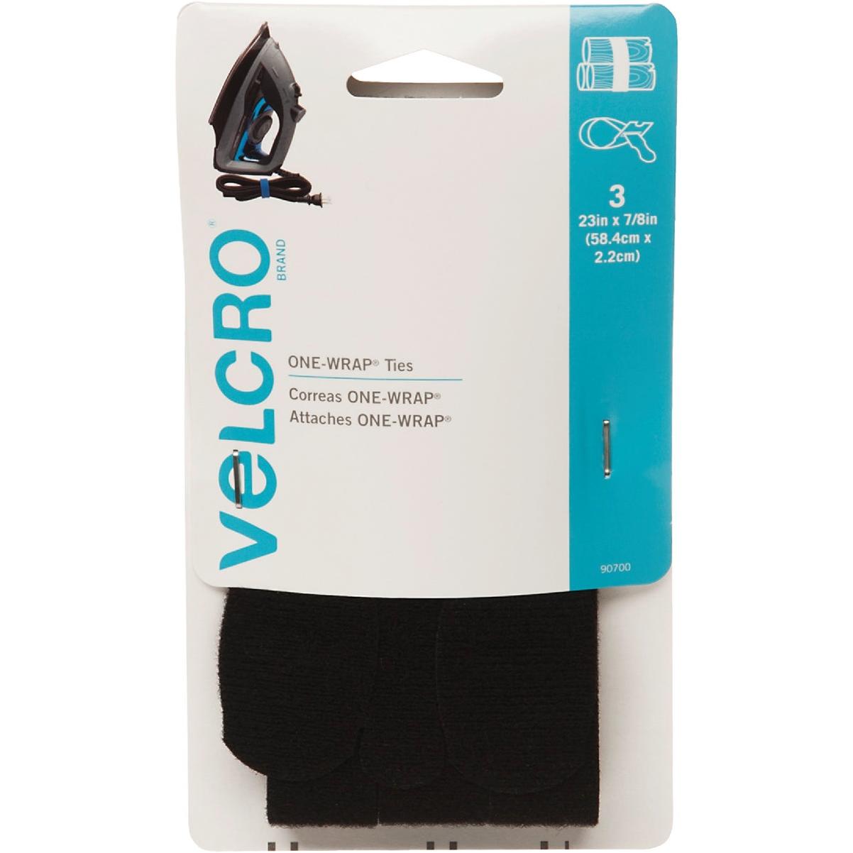 VELCRO Brand One-Wrap 7/8 In. x 23 In. Black Hook & Loop Tie (3-Count)