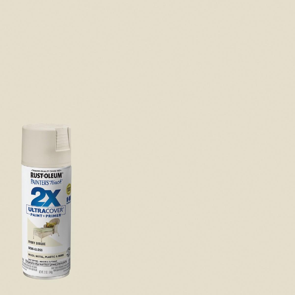 Rust-Oleum Painter's Touch 2X Ultra Cover 12 Oz. Semi-Gloss Paint + Primer Spray Paint, Ivory Bisque