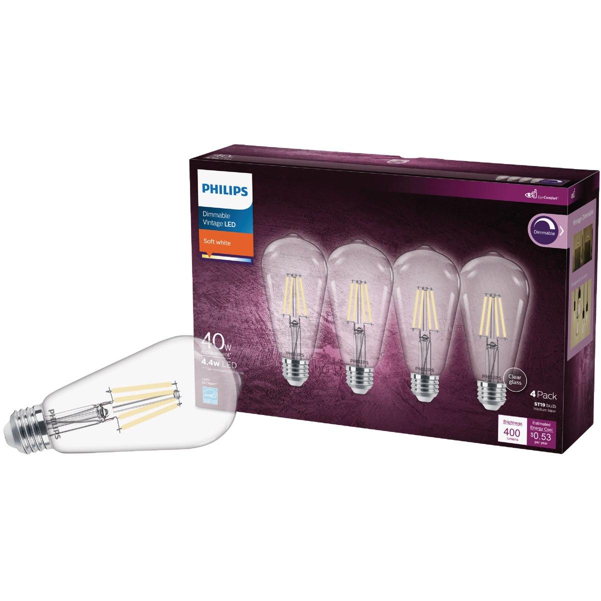 Philips Vintage 40W Equivalent Soft White ST19 Medium LED Decorative Light Bulb (4-Pack)