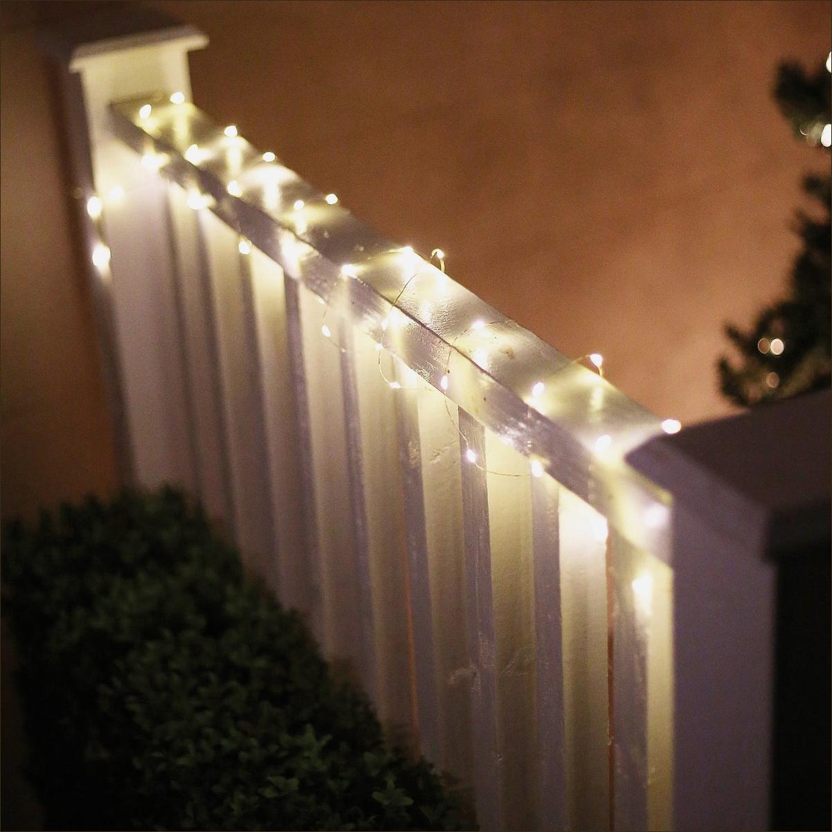 Alpine 10-1/2 Ft. 60-Light Cool White LED Battery Operated Copper String Light Set