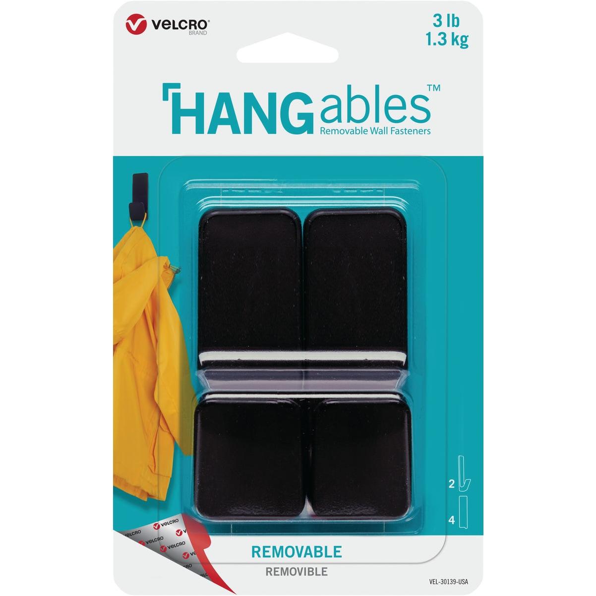 Velcro Brand Hangables 3 Lb. Capacity Black Removable Medium Hook (2 Count)