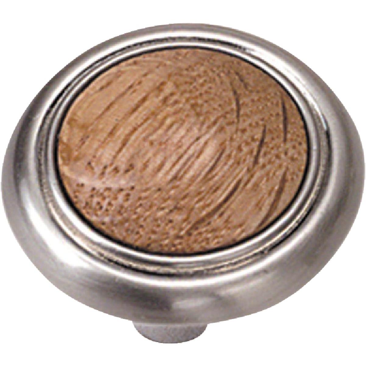 Laurey First Family Round 1-1/4 In. Dia. Chrome & Oak Accent Cabinet Knob