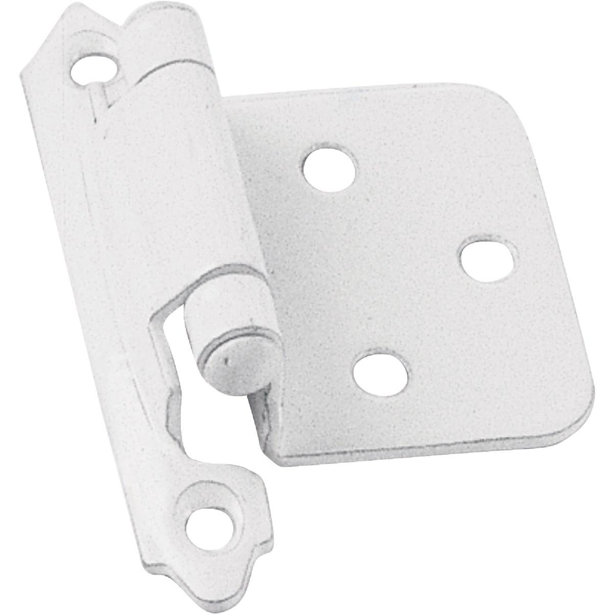Laurey White Self-Closing Overlay Hinge with Wood Screws