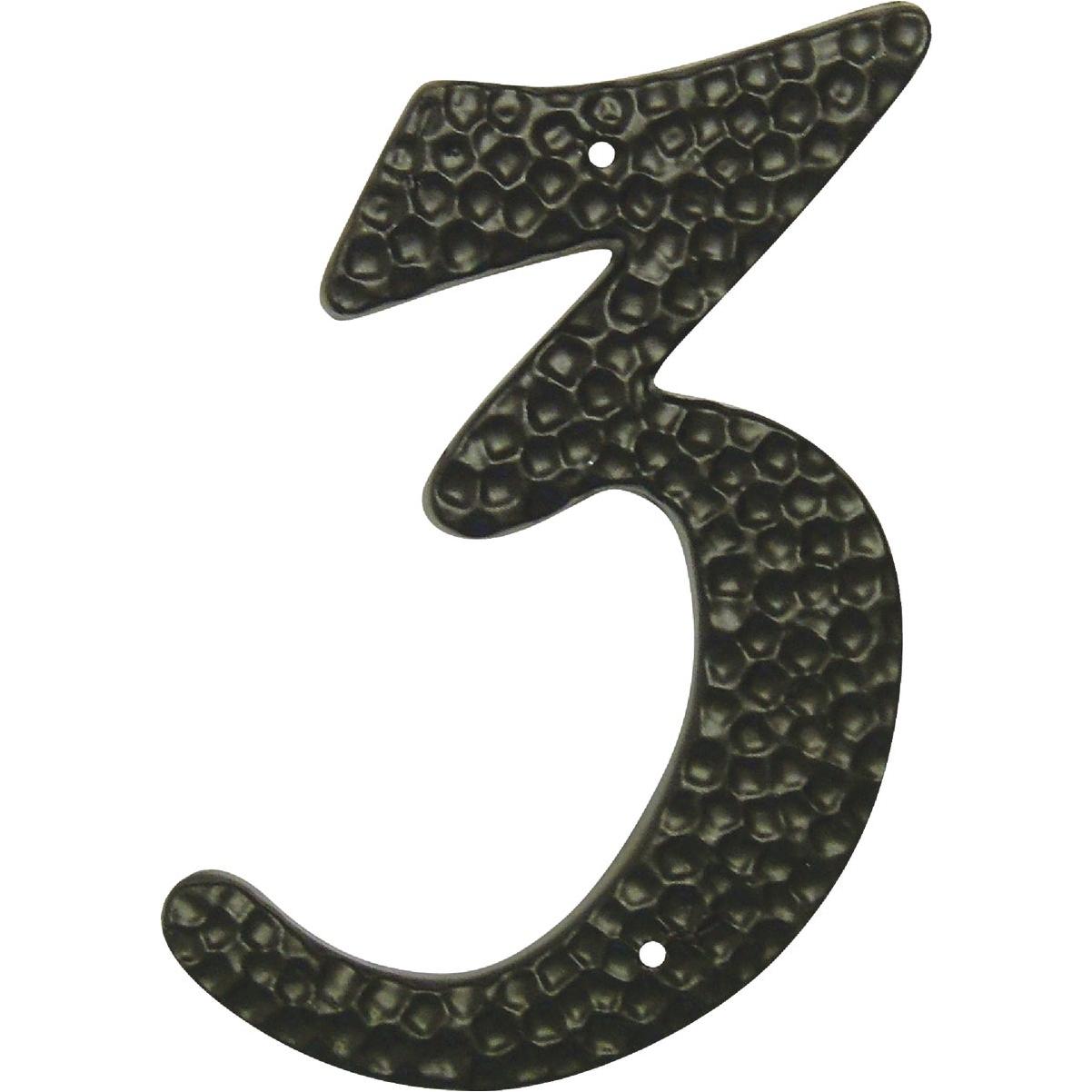 Hy-Ko 3-1/2 In. Black Hammered House Number Three