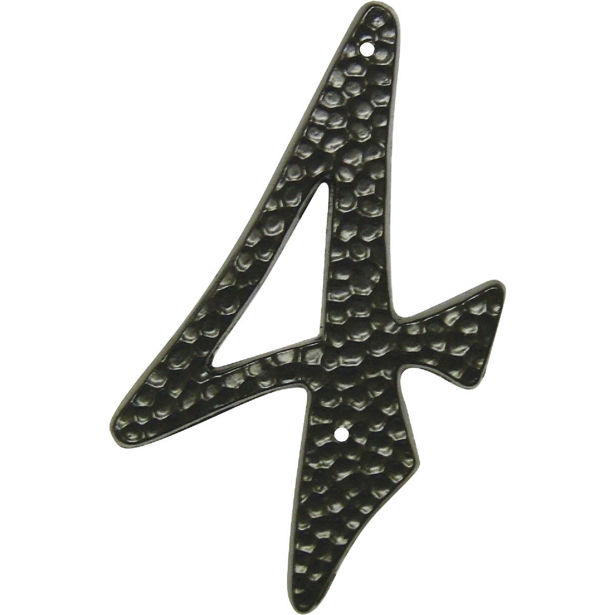 Hy-Ko 3-1/2 In. Black Hammered House Number Four