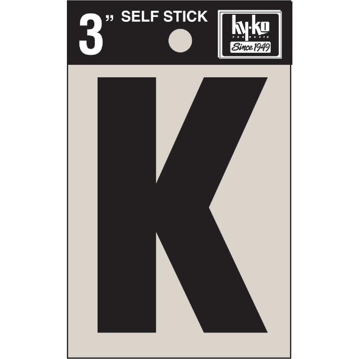 Hy-Ko Vinyl 3 In. Non-Reflective Adhesive Letter, K