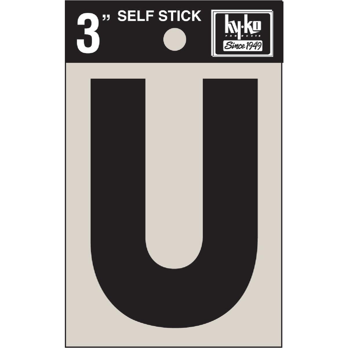 Hy-Ko Vinyl 3 In. Non-Reflective Adhesive Letter, U