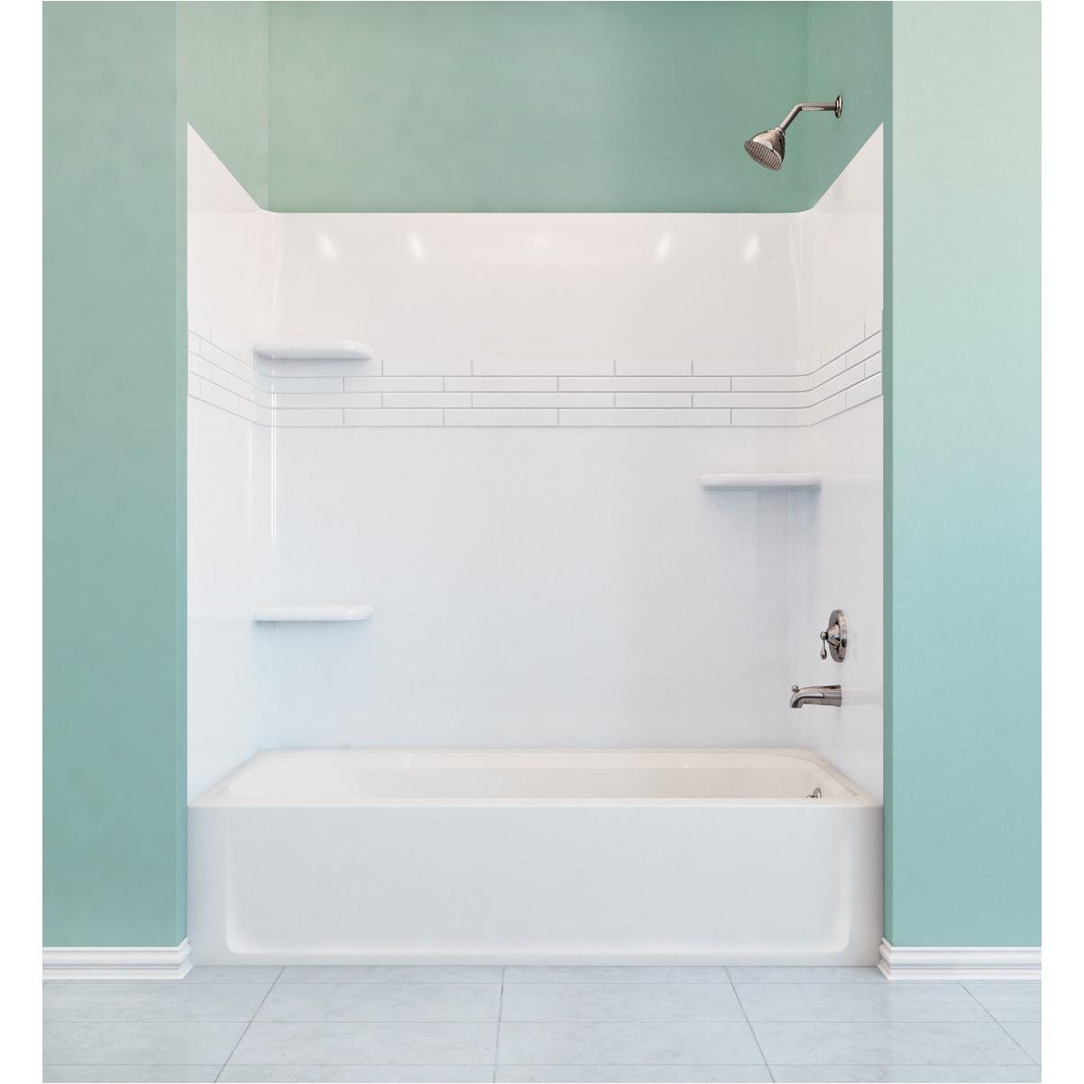 Mustee Topaz 60 In. L. x 59 In. H x 32 In. D. 3-Piece Alcove Tub Wall Kit in White