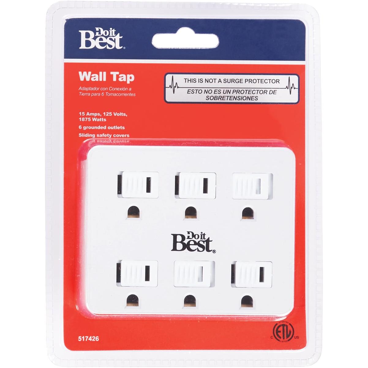 Master Electrician White 15A 6-Outlet Tap