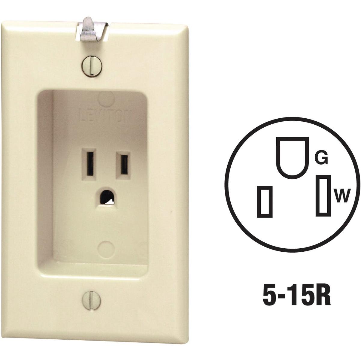 Leviton 15A Ivory Residential Grade 5-15R Single Clock Outlet