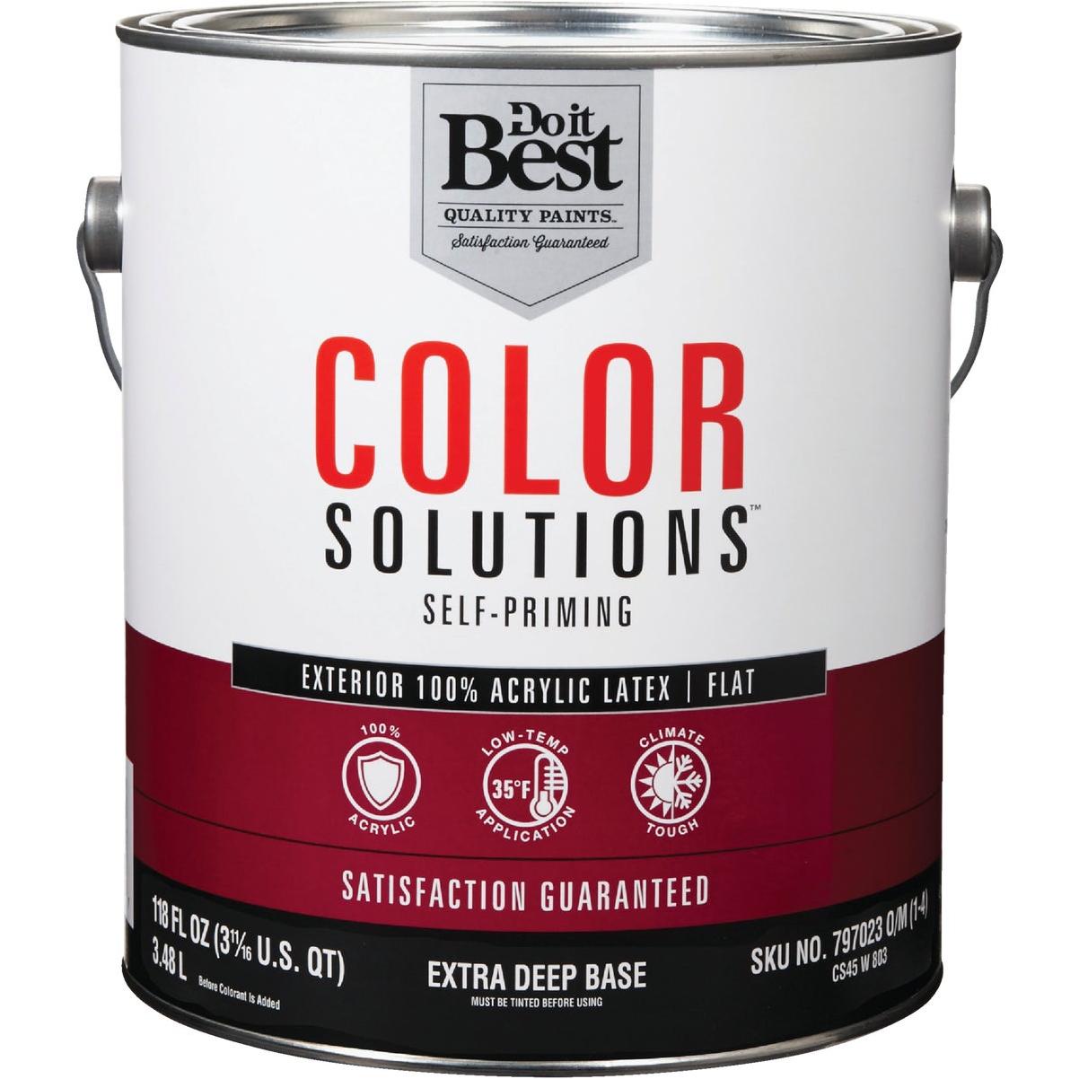 Do it Best Color Solutions 100% Acrylic Latex Self-Priming Flat Exterior House Paint, Extra Deep Base, 1 Gal.