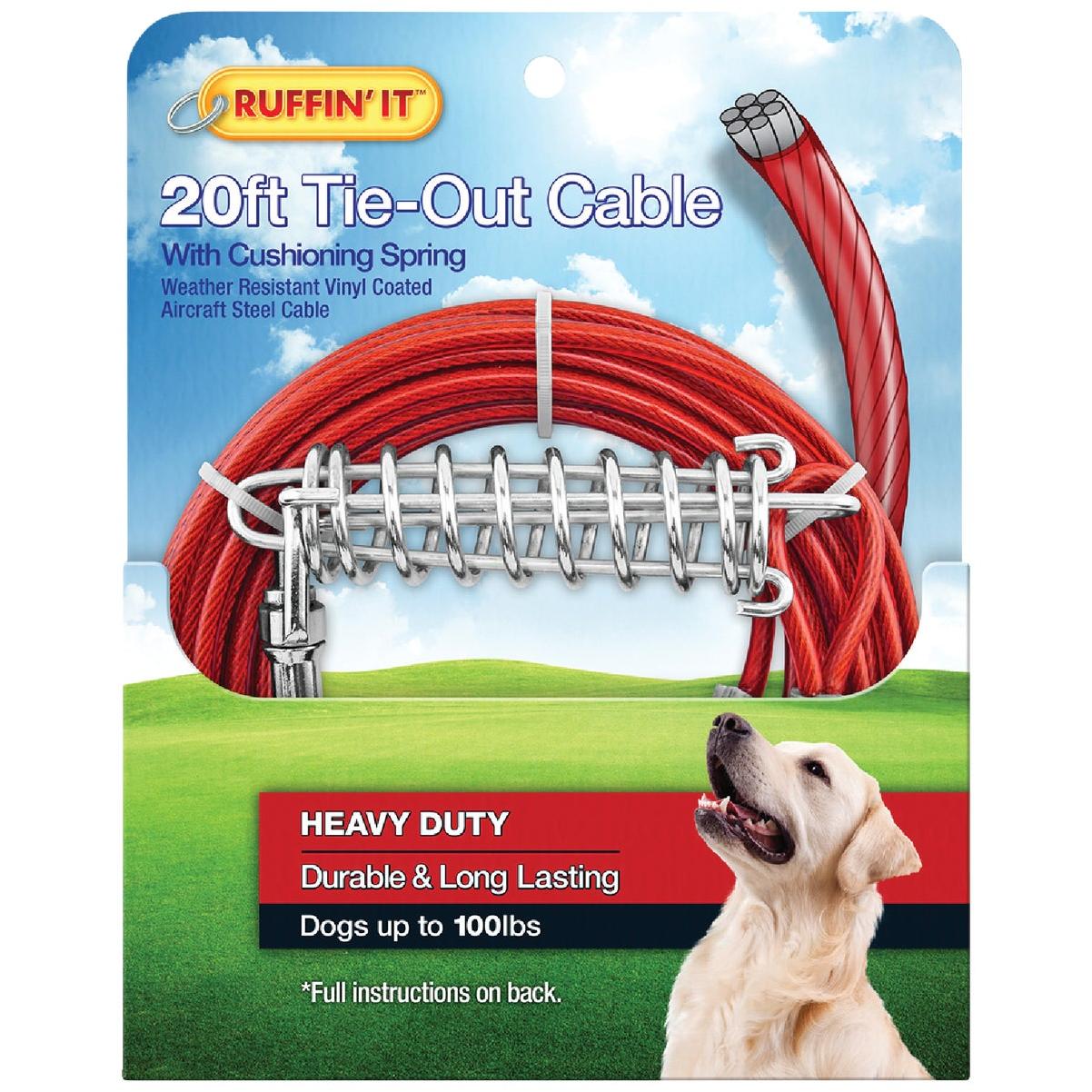 Boss Pet Guardian Gear Large Dog Cable with Spring Dog Tie-Out, 20 Ft.