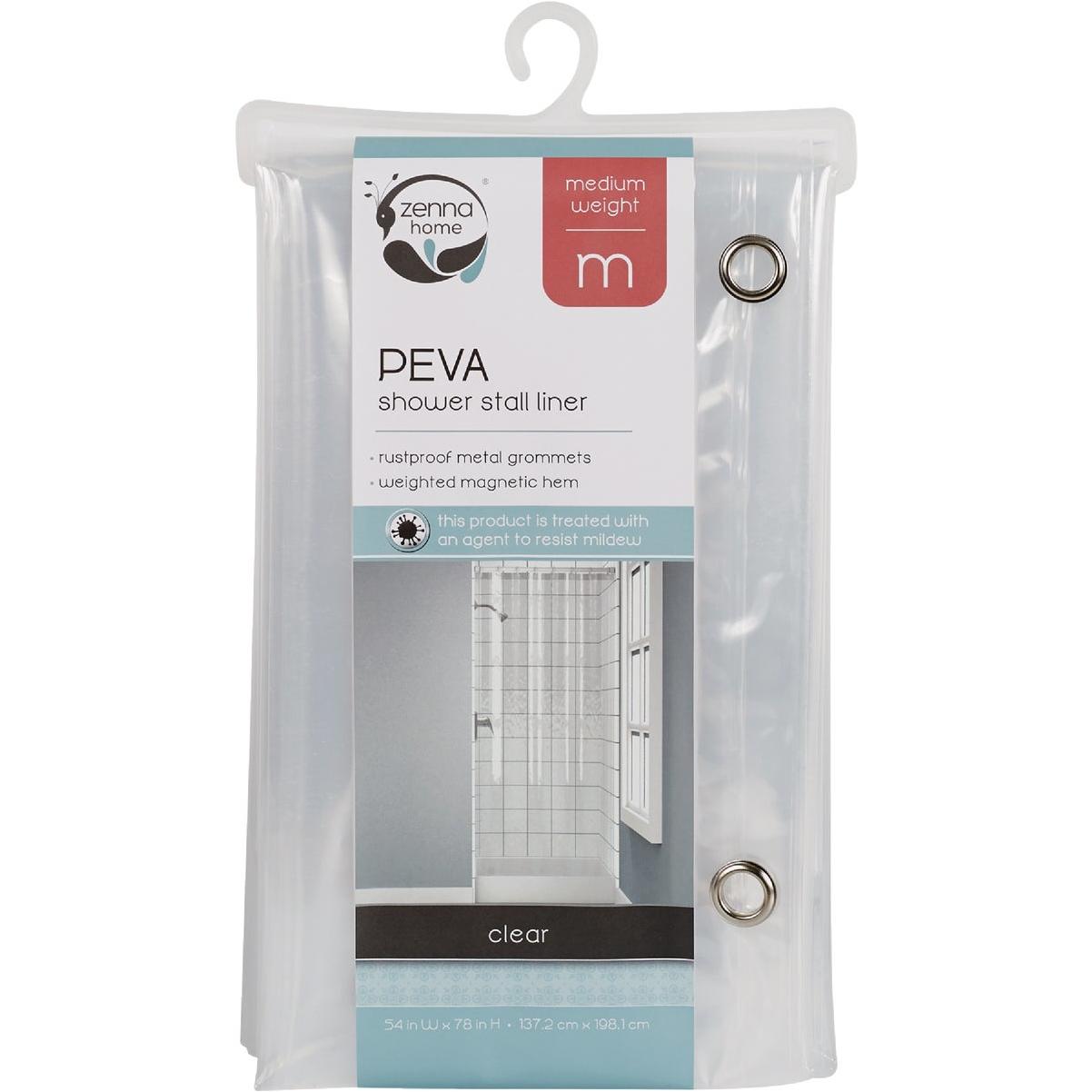 Zenith Zenna Home 54 in W x 72 in H Clear PEVA Stall Size Shower Curtain Liner