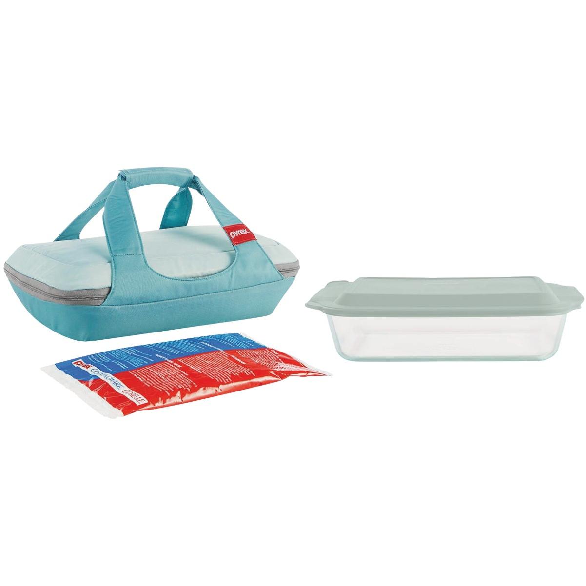 Pyrex Deep Portable Baking Dish with Sage Plastic Cover (4-Piece)