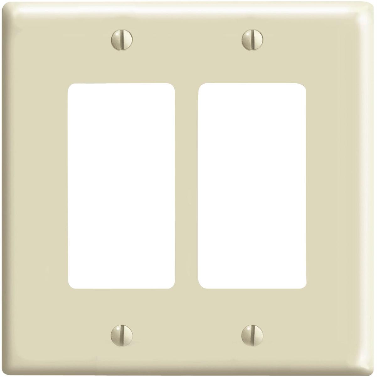Leviton Mid-Way 2-Gang Smooth Plastic Rocker Decorator Wall Plate, Ivory