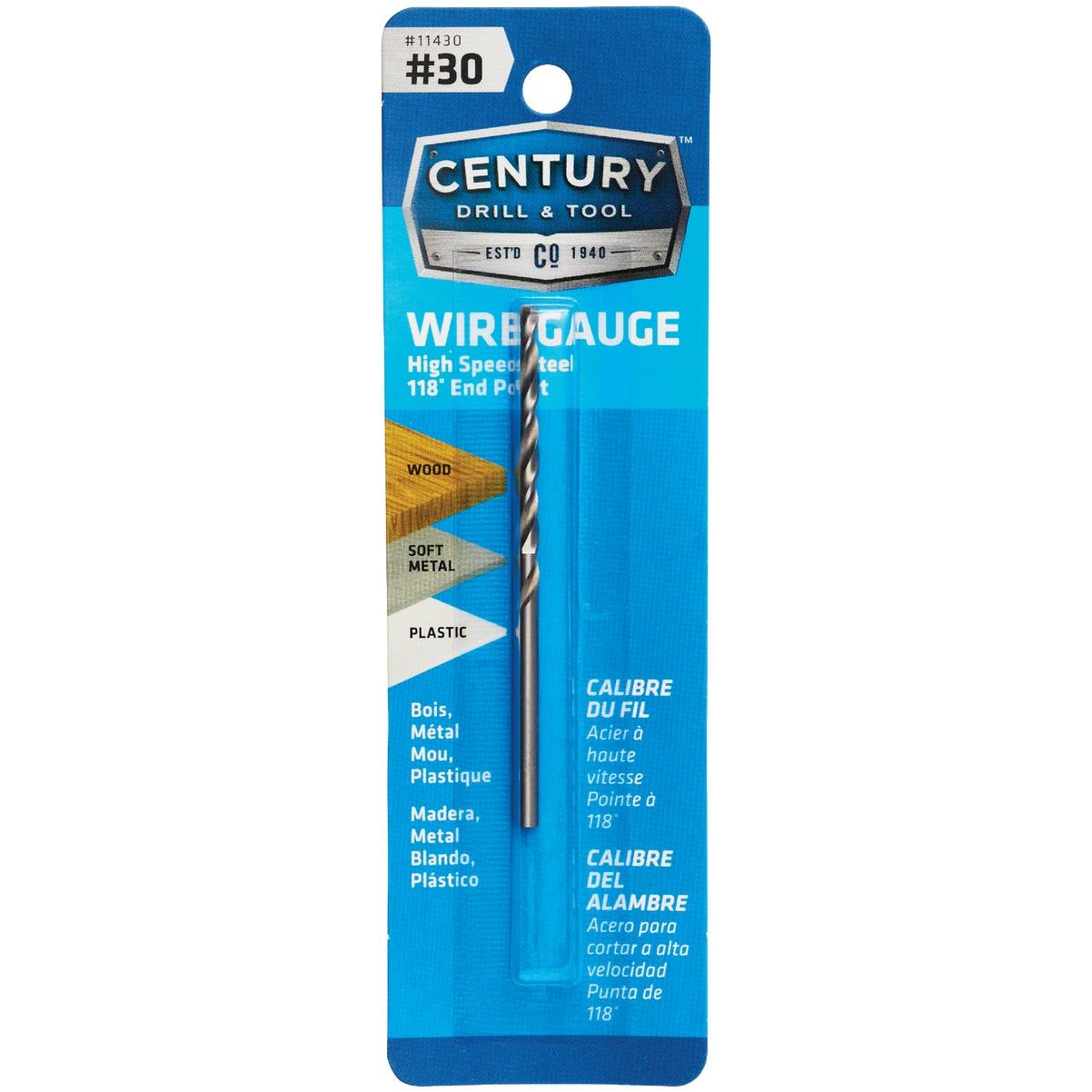 Century Drill & Tool Number 30 HSS Brite Drill Bit