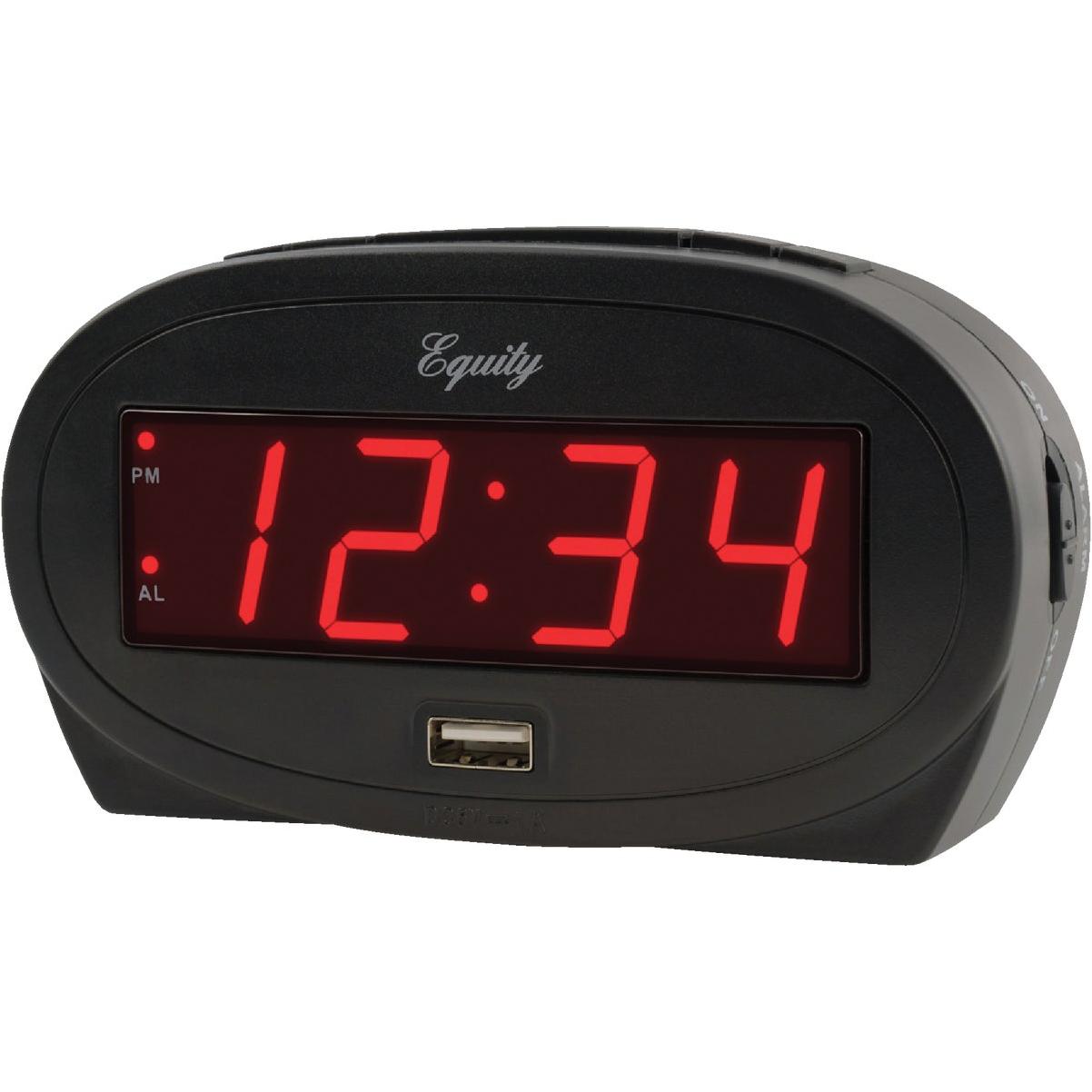 La Crosse Technology Equity 0.9 In. Red LED Alarm Clock with USB Charging Port