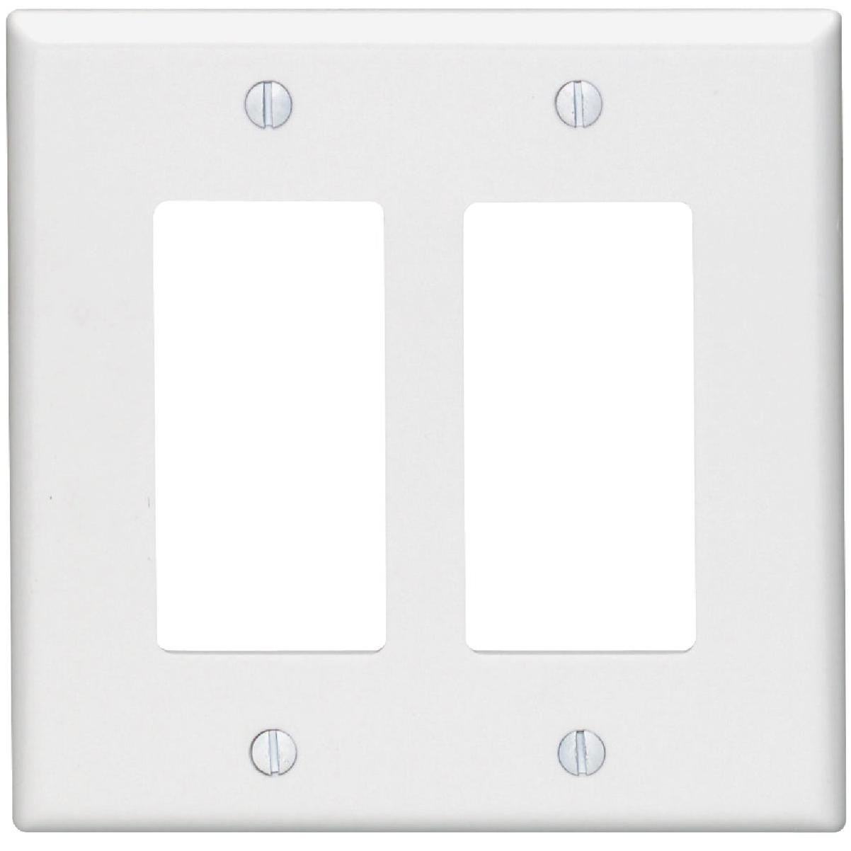 Leviton Mid-Way 2-Gang Smooth Plastic Rocker Decorator Wall Plate, White