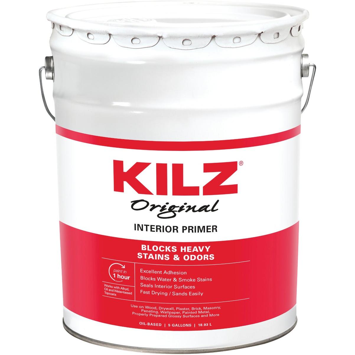 Kilz Original Oil-Based Interior Primer Sealer Stainblocker, White, 5 Gal.