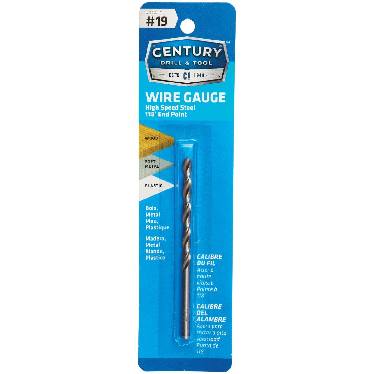 Century Drill & Tool Number 19 HSS Brite Drill Bit